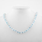 Aquamarine 8 mm Knotted Natural Stone Necklace