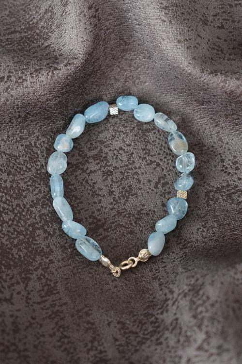 Aquamarine Natural Stone Silver Device Bracelet