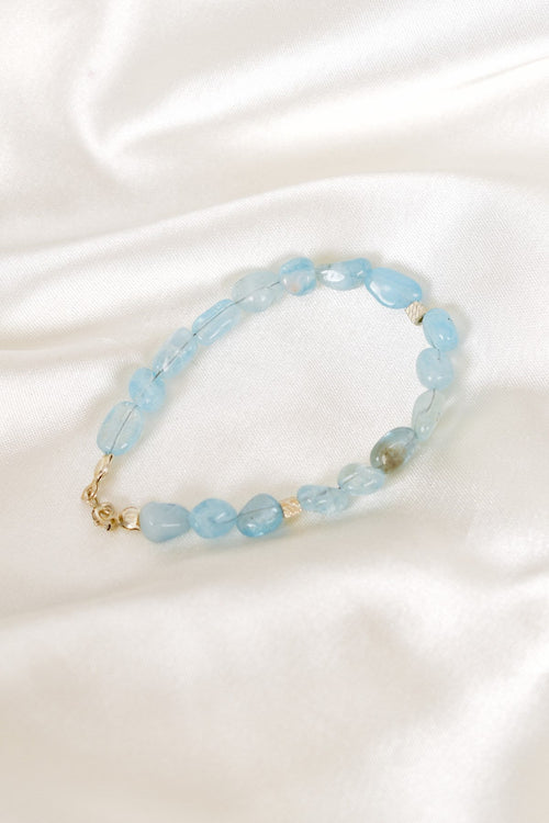 Aquamarine Natural Stone Silver Device Bracelet