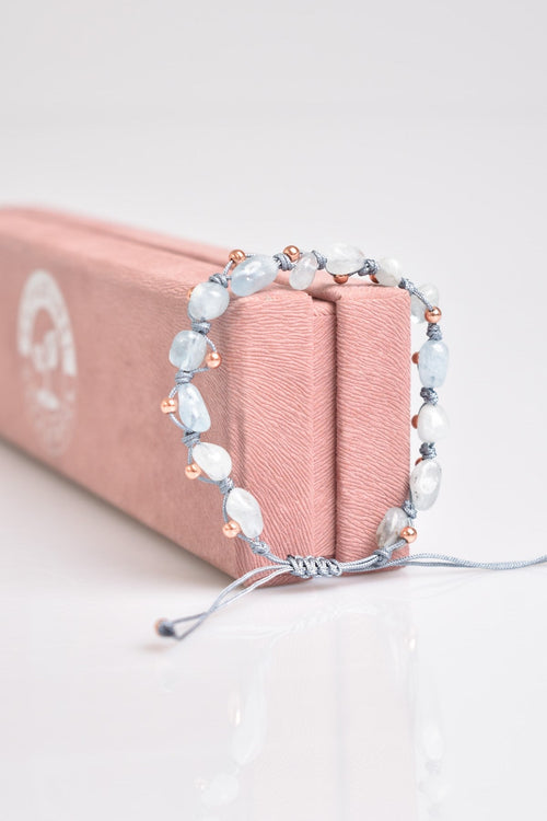 Aquamarine Natural Stone Macrame Bracelet