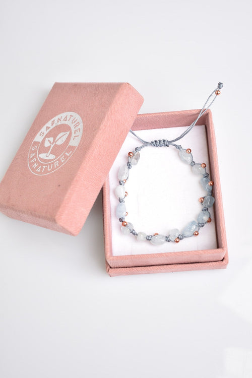 Aquamarine Natural Stone Macrame Bracelet