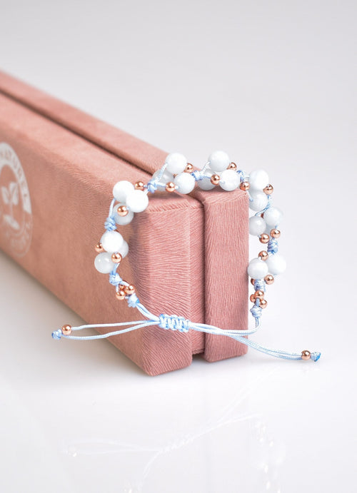 Aquamarine Triple Macrame Special Design Bracelet