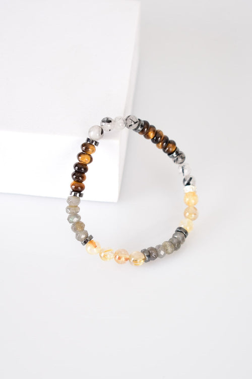 Gold Rutilated Quartz - Tiger Eye - Rutilated Quartz Natural Stone Bracelet