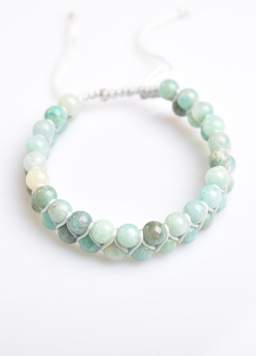 Amazonite 6mm Double Row Macrame Natural Stone Bracelet