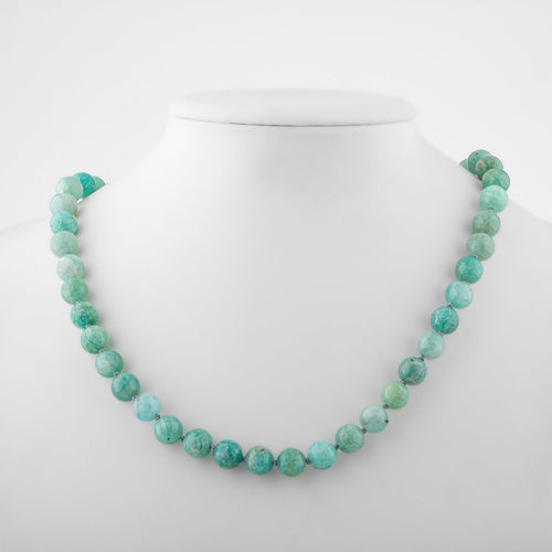 Amazonite 8 mm Knotted Natural Stone Necklace