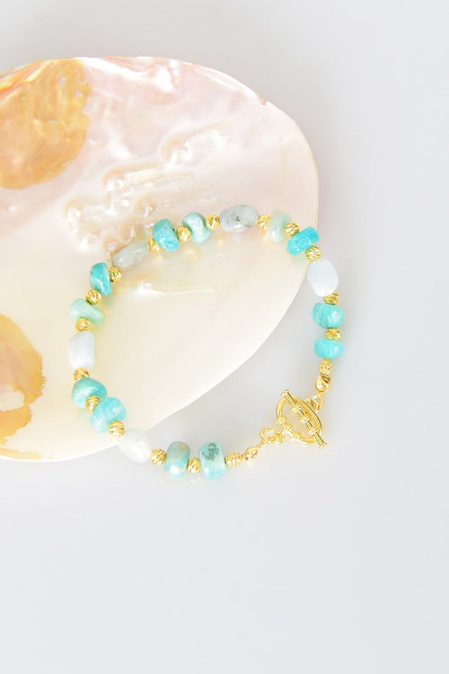 Amazonite Natural Stone 925 Sterling Silver Closure Bracelet - Moonlight Collection