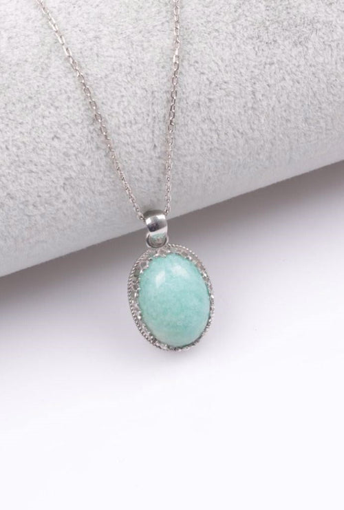 Amazonite Natural Stone 925 Sterling Silver Necklace