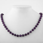 Amethyst 8 mm Knotted Natural Stone Necklace