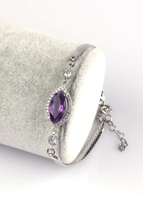 Amethyst Natural Stone 925 Sterling Silver Bracelet