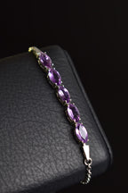 Amethyst Natural Stone 925 Sterling Silver Bracelet