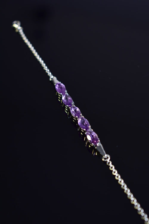 Amethyst Natural Stone 925 Sterling Silver Bracelet