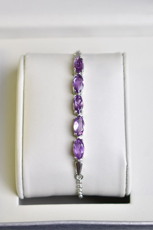 Amethyst Natural Stone 925 Sterling Silver Bracelet