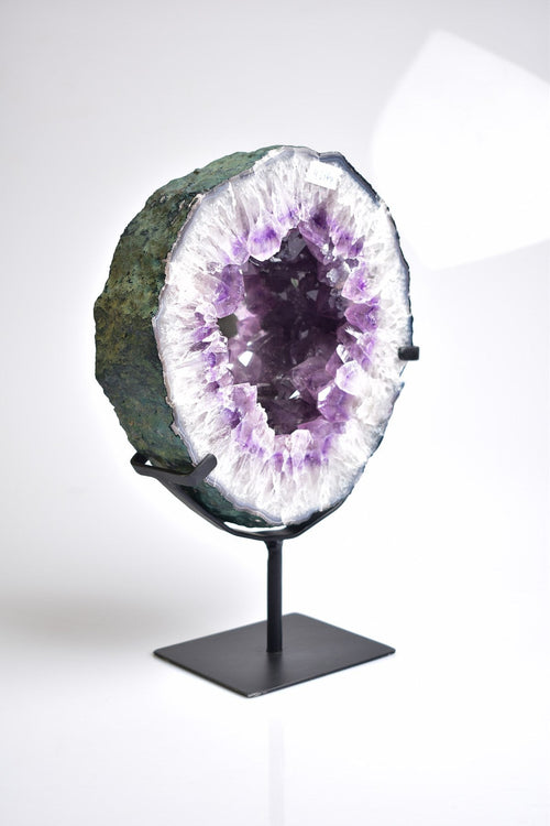 Amethyst Natural Stone Stand Mirrored Geode