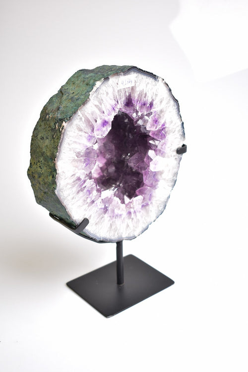 Amethyst Natural Stone Stand Mirrored Geode