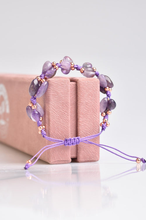 Amethyst Natural Stone Triple Macrame Bracelet