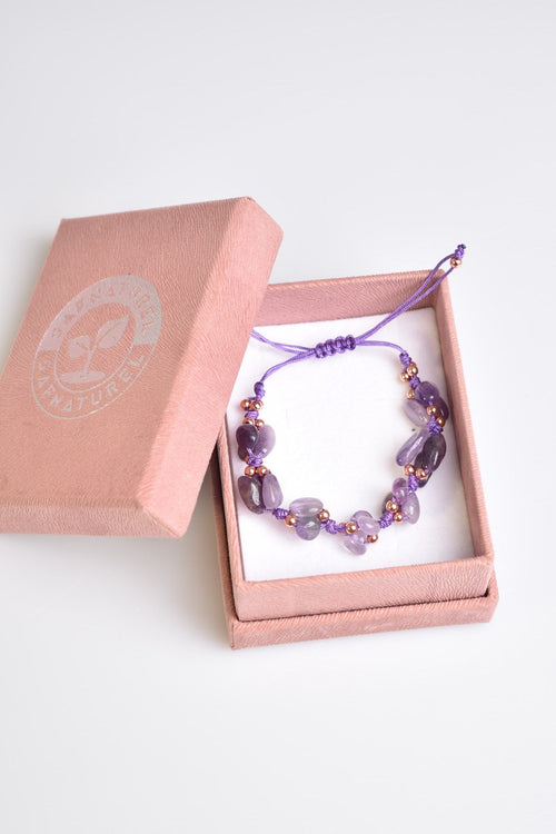 Amethyst Natural Stone Triple Macrame Bracelet