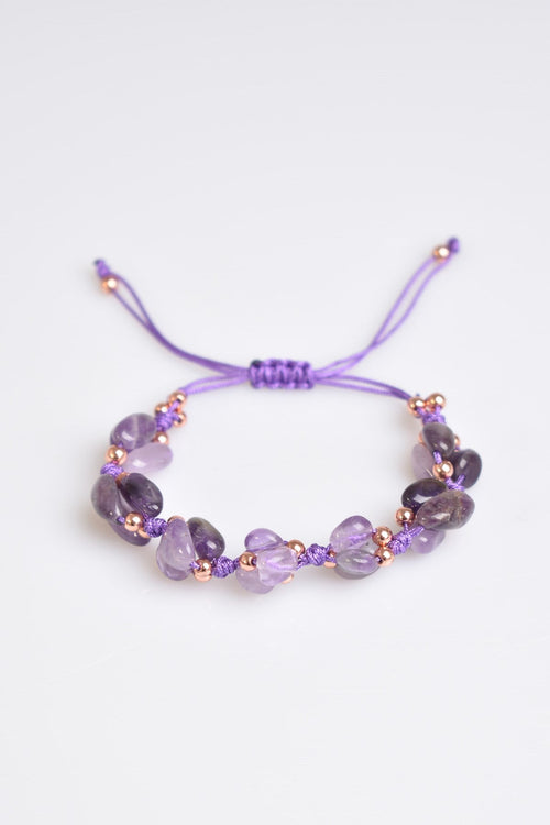 Amethyst Natural Stone Triple Macrame Bracelet