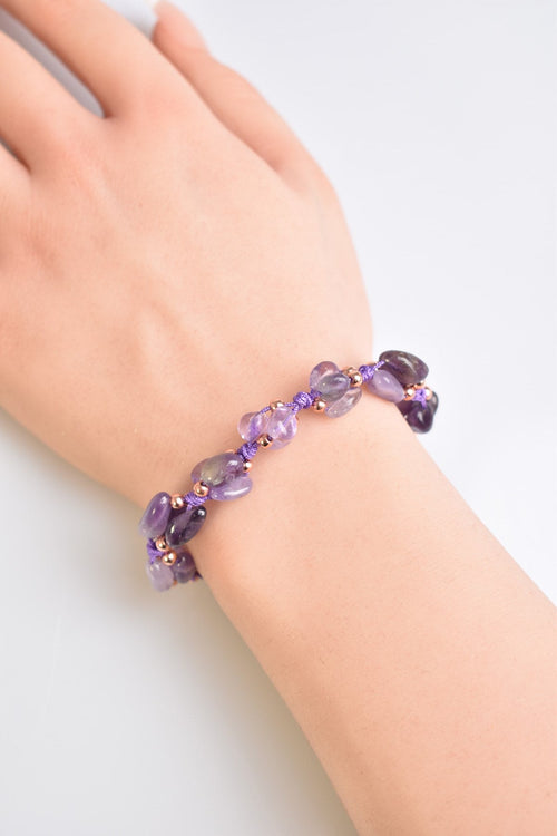 Amethyst Natural Stone Triple Macrame Bracelet