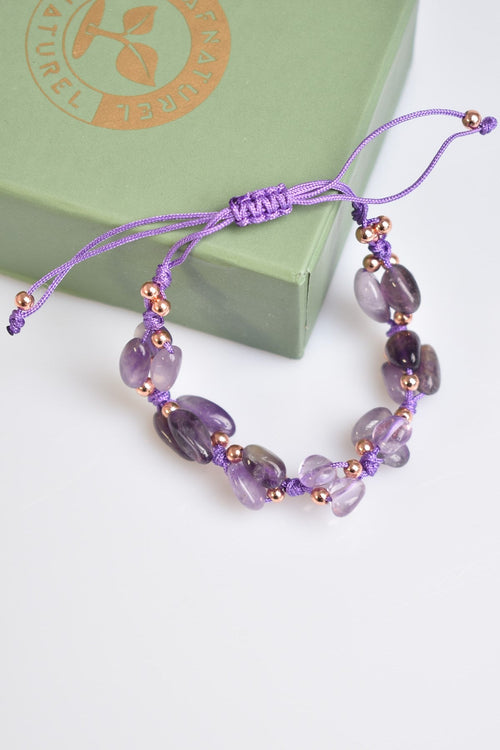 Amethyst Natural Stone Triple Macrame Bracelet