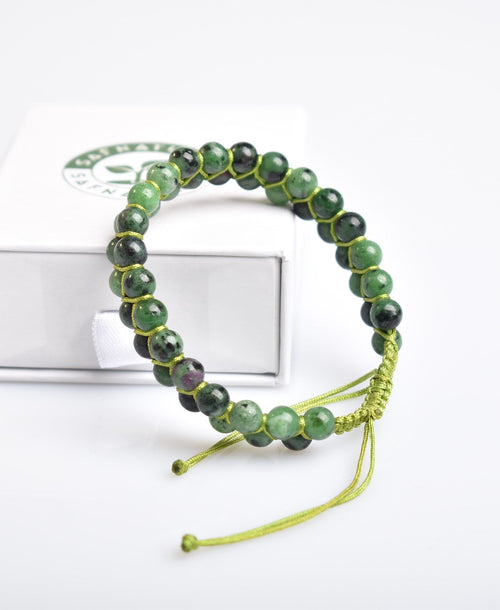 Anyolite 6mm Double Row Macrame Natural Stone Bracelet