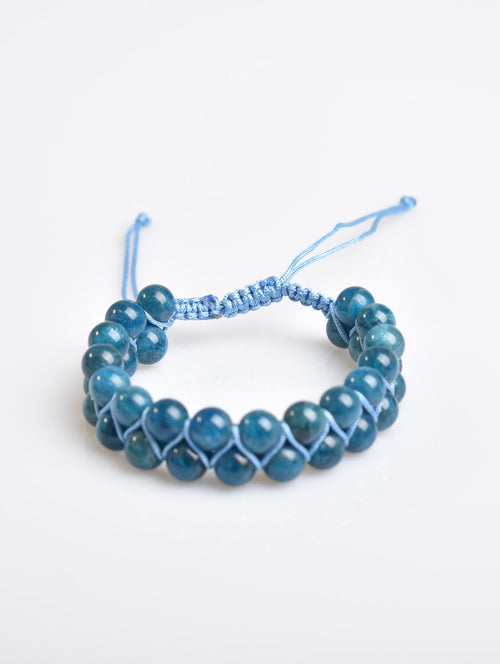 Apatite 8mm Double Row Macrame Natural Stone Bracelet