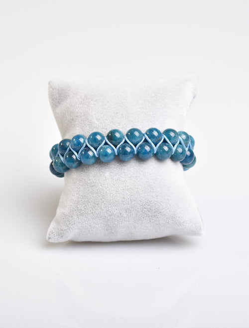 Apatite 8mm Double Row Macrame Natural Stone Bracelet