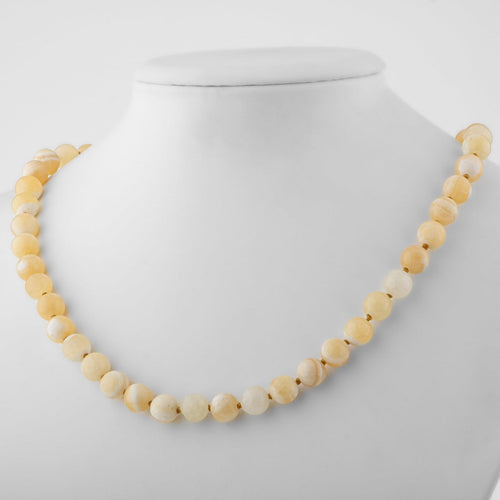 Aragonite 8 mm Knotted Natural Stone Necklace