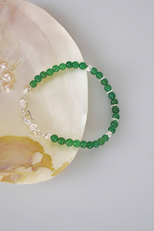 Aventurine Natural Stone 925 Sterling Silver Closure Bracelet - Moonlight Collection