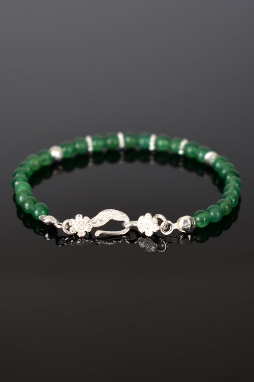 Aventurine Natural Stone 925 Sterling Silver Closure Bracelet - Moonlight Collection