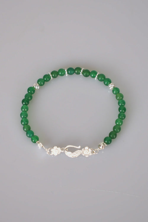 Aventurine Natural Stone 925 Sterling Silver Closure Bracelet - Moonlight Collection