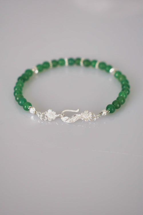 Aventurine Natural Stone 925 Sterling Silver Closure Bracelet - Moonlight Collection