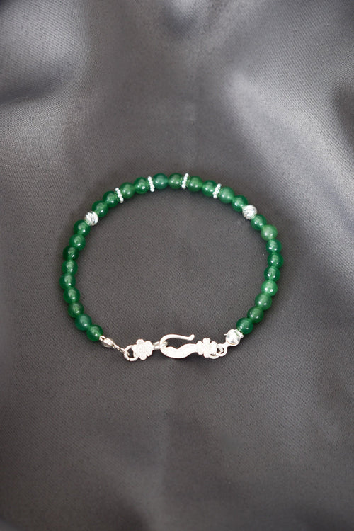 Aventurine Natural Stone 925 Sterling Silver Closure Bracelet - Moonlight Collection