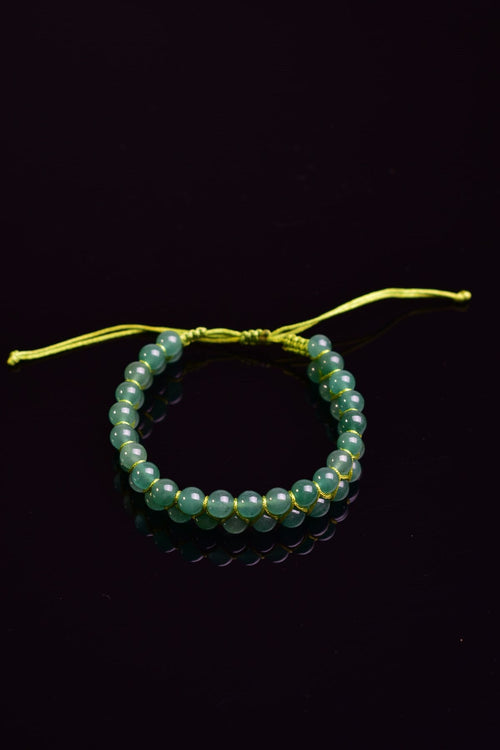 Aventurine Natural Stone Double Row Macrame Bracelet 6 mm