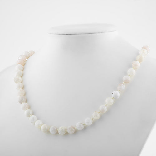 Moonstone 8 mm Knotted Natural Stone Necklace