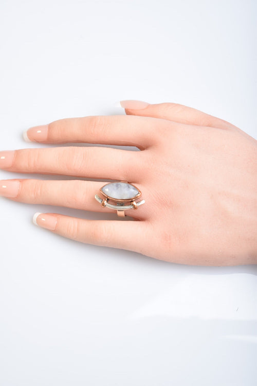 Moonstone Natural Stone 925 Sterling Silver Adjustable Ring