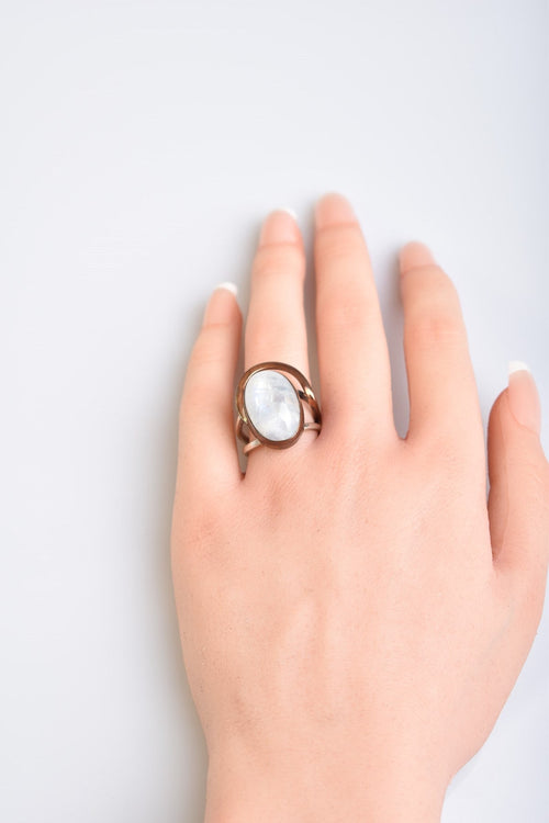 Moonstone Natural Stone 925 Sterling Silver Ring