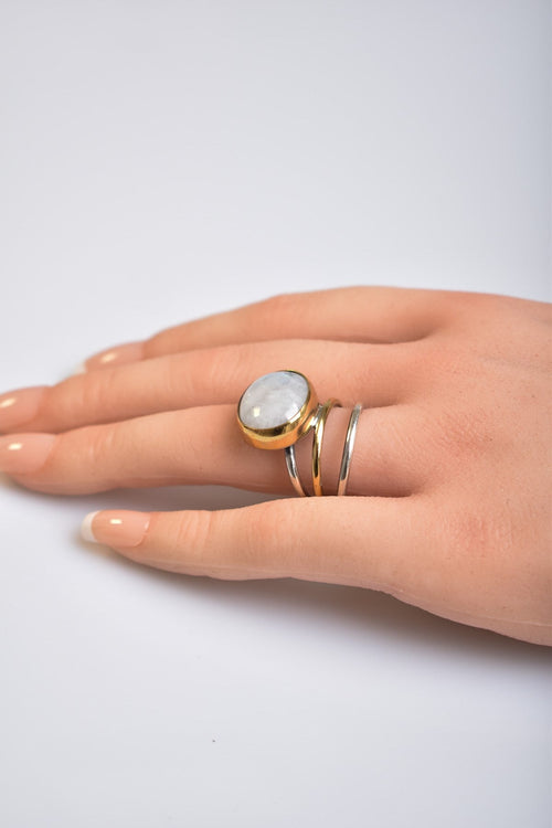 Moonstone Natural Stone 925 Sterling Silver Ring