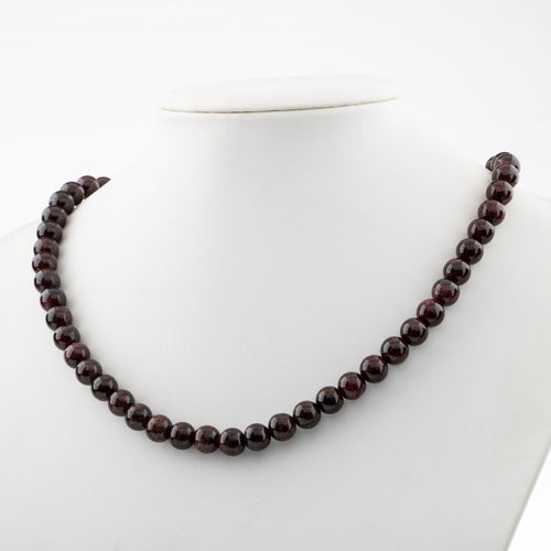 Claret Red Garnet Lal 8 mm Series Natural Stone Necklace