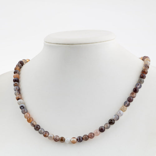 Botswana Agate 6 mm String Natural Stone Necklace