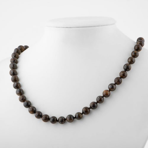 Bronzite 8 mm Knotted Natural Stone Necklace