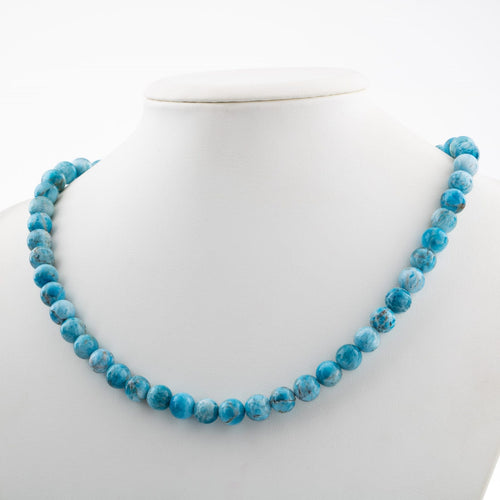 Ice Blue Apatite 8 mm String Natural Stone Necklace