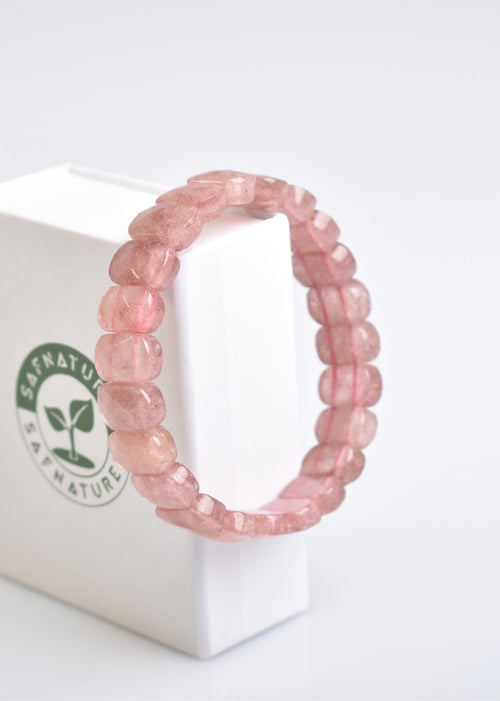 Strawberry Quartz 9x14 Special Cut Natural Stone Bracelet