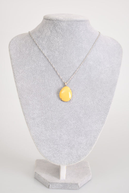 Natural Drop Amber 925 Sterling Silver Necklace