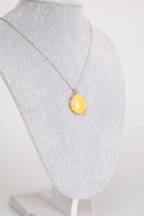 Natural Drop Amber 925 Sterling Silver Necklace