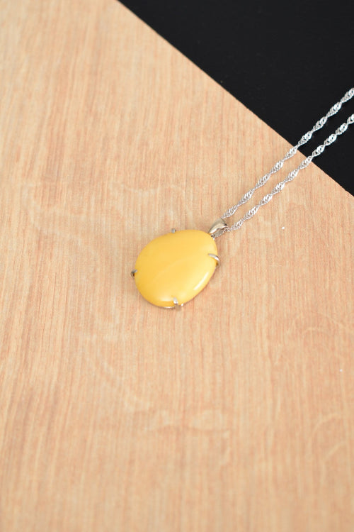 Natural Drop Amber 925 Sterling Silver Necklace