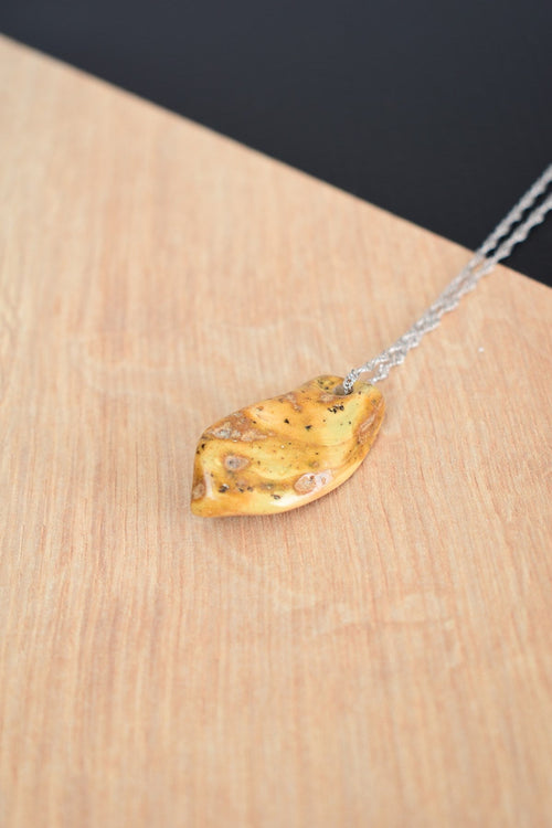 Natural Drop Amber 925 Sterling Silver Chain Necklace