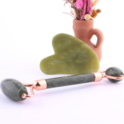 Natural Stone Jade Heart Roler Gua Sha Massage Set AAAA Quality First Class