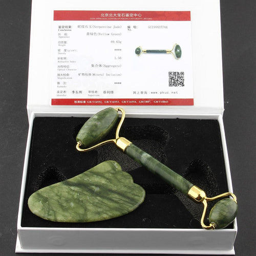 Natural Stone Jade Goose Foot Roler Gua Sha Massage Set AAA Quality First Class