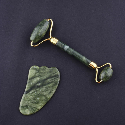 Natural Stone Jade Goose Foot Roler Gua Sha Massage Set AAA Quality First Class