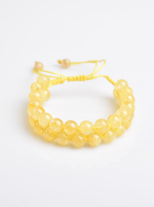 Reversible Citrine 8mm Double Row Macrame Natural Stone Bracelet